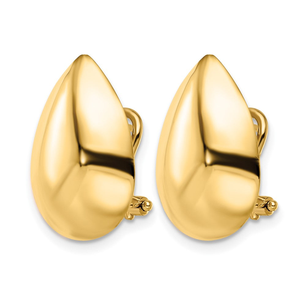 14K Yellow Gold Polished Teardrop Omega Back Earrings