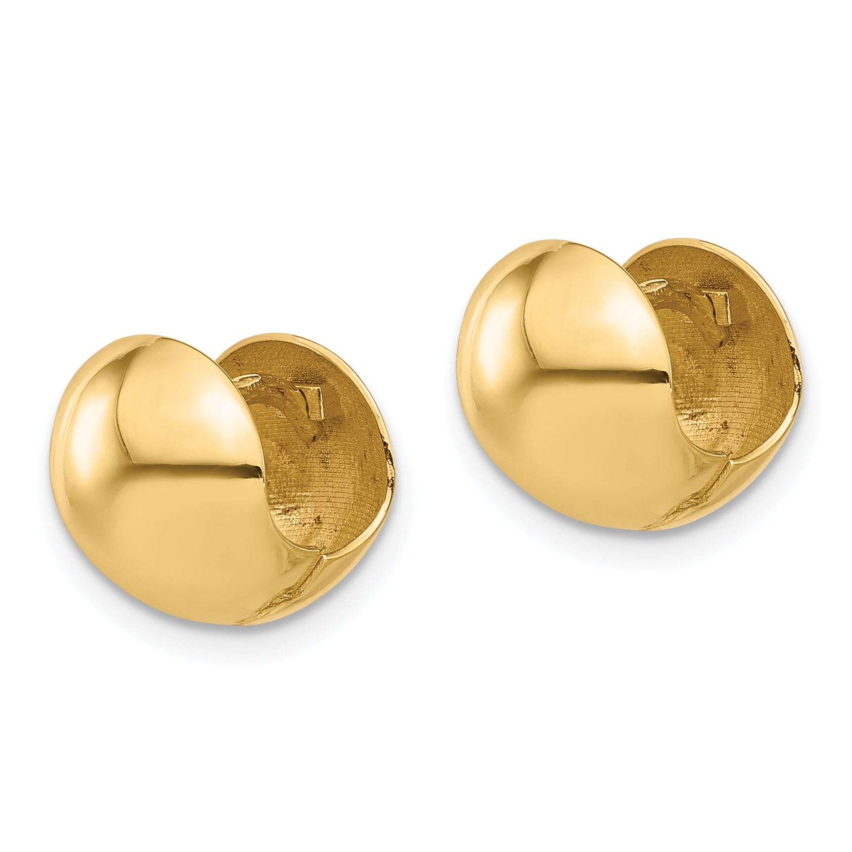 14K Yellow Gold Polished Round Huggie Earrings