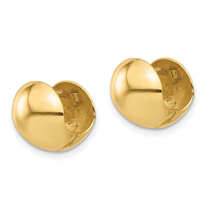 14K Yellow Gold Polished Round Huggie Earrings