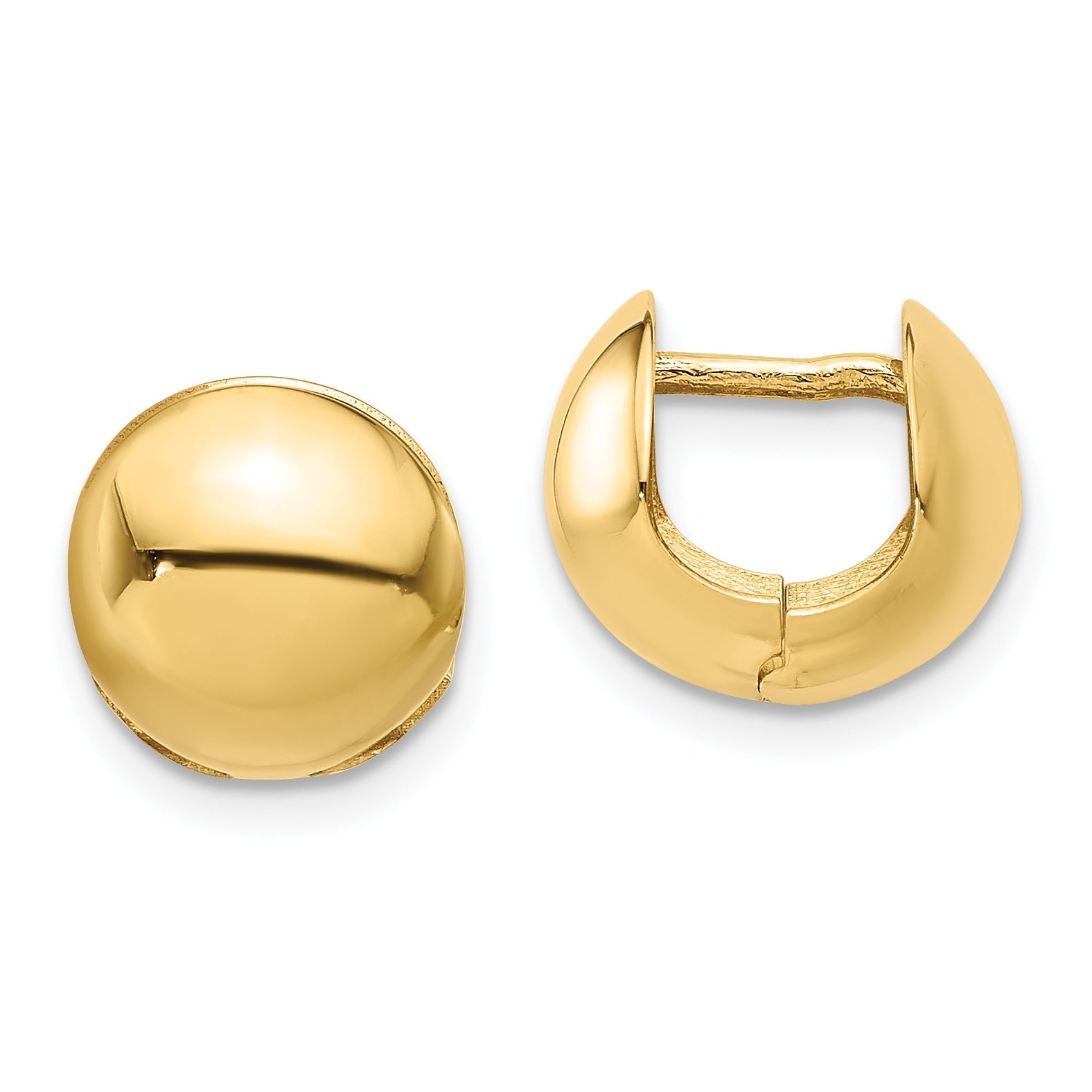 14K Yellow Gold Polished Round Huggie Earrings