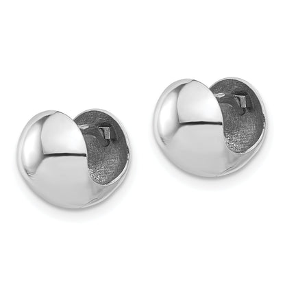 14K White Gold Polished Round Huggie Earrings