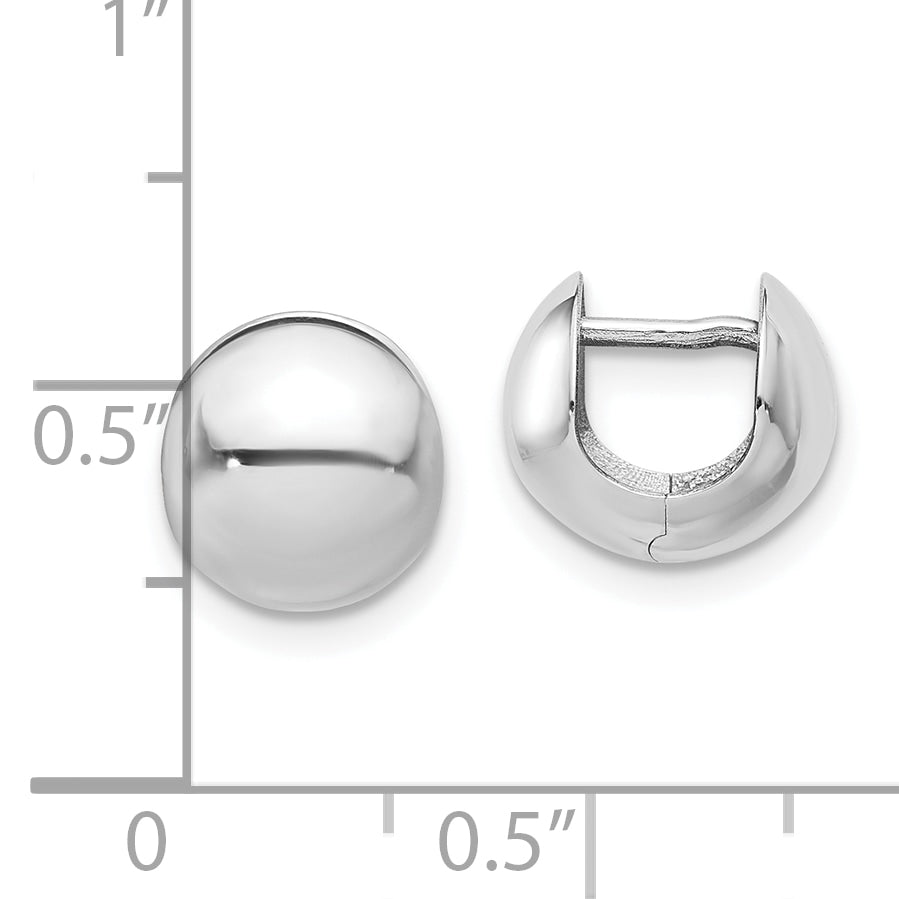 14K White Gold Polished Round Huggie Earrings