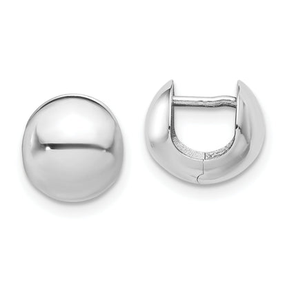 14K White Gold Polished Round Huggie Earrings