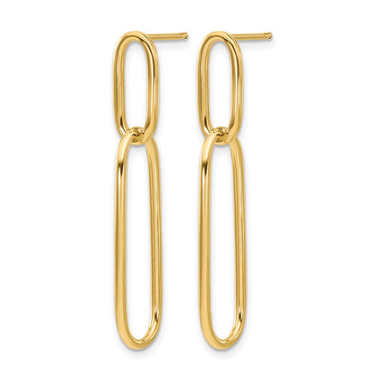 14K Yellow Gold Polished Post Drop Earrings