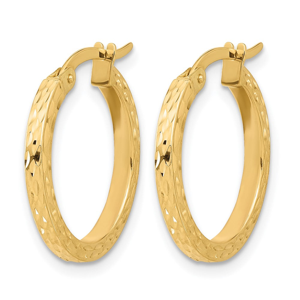 14K Yellow Gold Diamond Cut Hoop Earrings