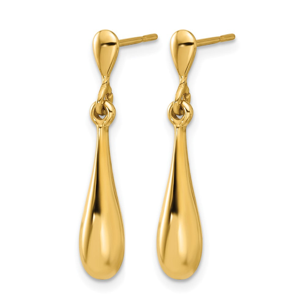 14K Yellow Gold Polished Teardrop Post Dangle Earrings