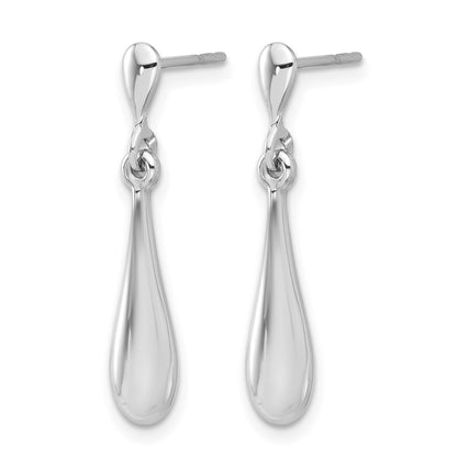 14K White Gold Polished Teardrop Post Dangle Earrings