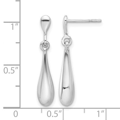 14K White Gold Polished Teardrop Post Dangle Earrings
