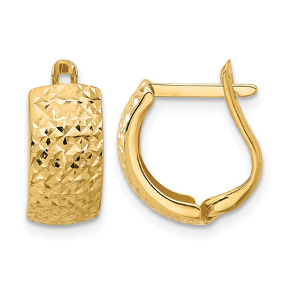 14K Yellow Gold Polished And Diamond Cut Omega Back Earrings