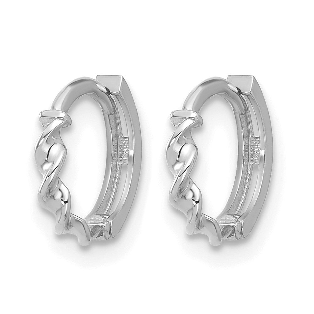 14K White Gold Polished Twisted Huggie Hoop Earrings