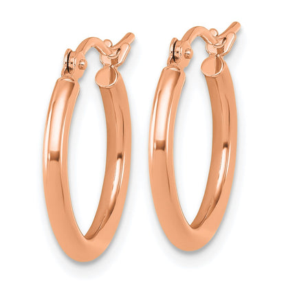 14K Rose Gold Polished 2X17.5mm Hoop Earrings