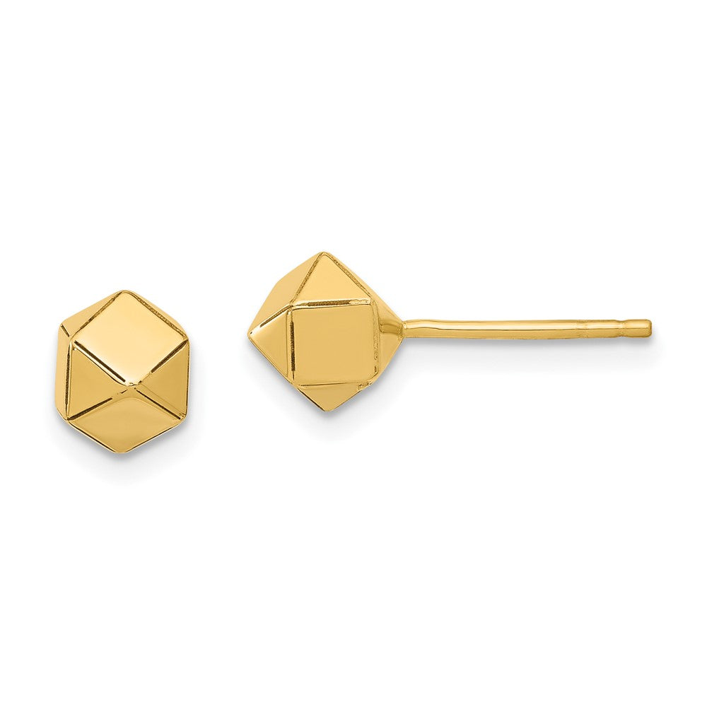 14K Yellow Gold Polished Geometric Ball Post Earrings