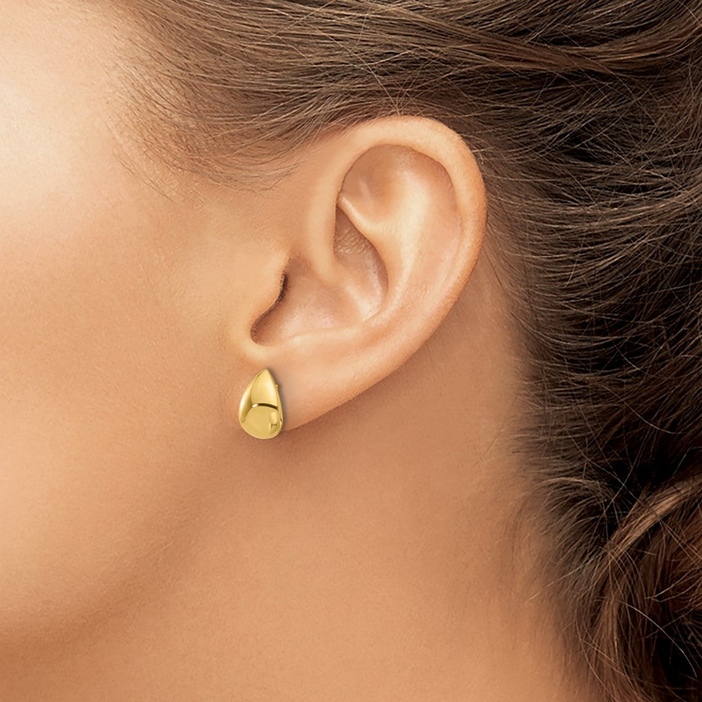 14K Yellow Gold Polished Teardrop Post Earrings