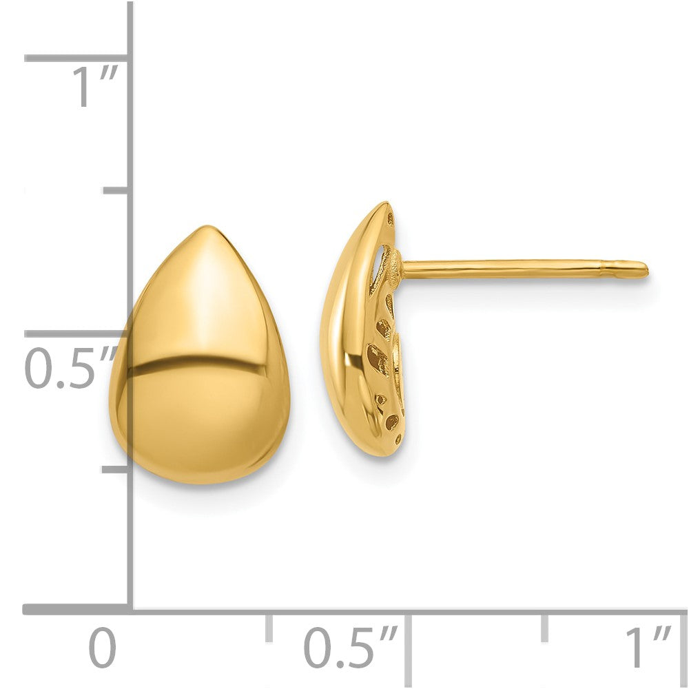 14K Yellow Gold Polished Teardrop Post Earrings