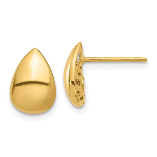 14K Yellow Gold Polished Teardrop Post Earrings