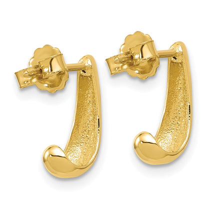 14K Yellow Gold Polished J Hoop Post Earrings