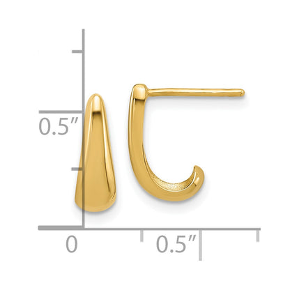 14K Yellow Gold Polished J Hoop Post Earrings