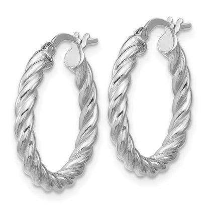 14K Yellow & Rhodium White Rh Plat Polished/Twisted Round Hoop Earrings