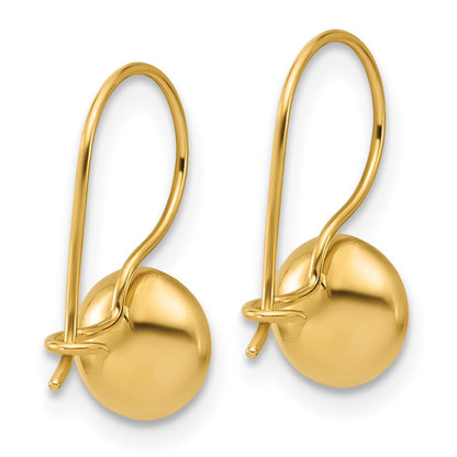 14K Yellow Gold Polished Drop Button Earrings