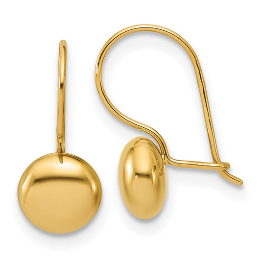 14K Yellow Gold Polished Drop Button Earrings
