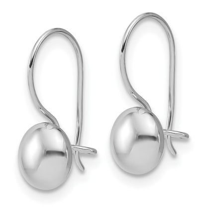 14K White Gold Polished Drop Button Earrings