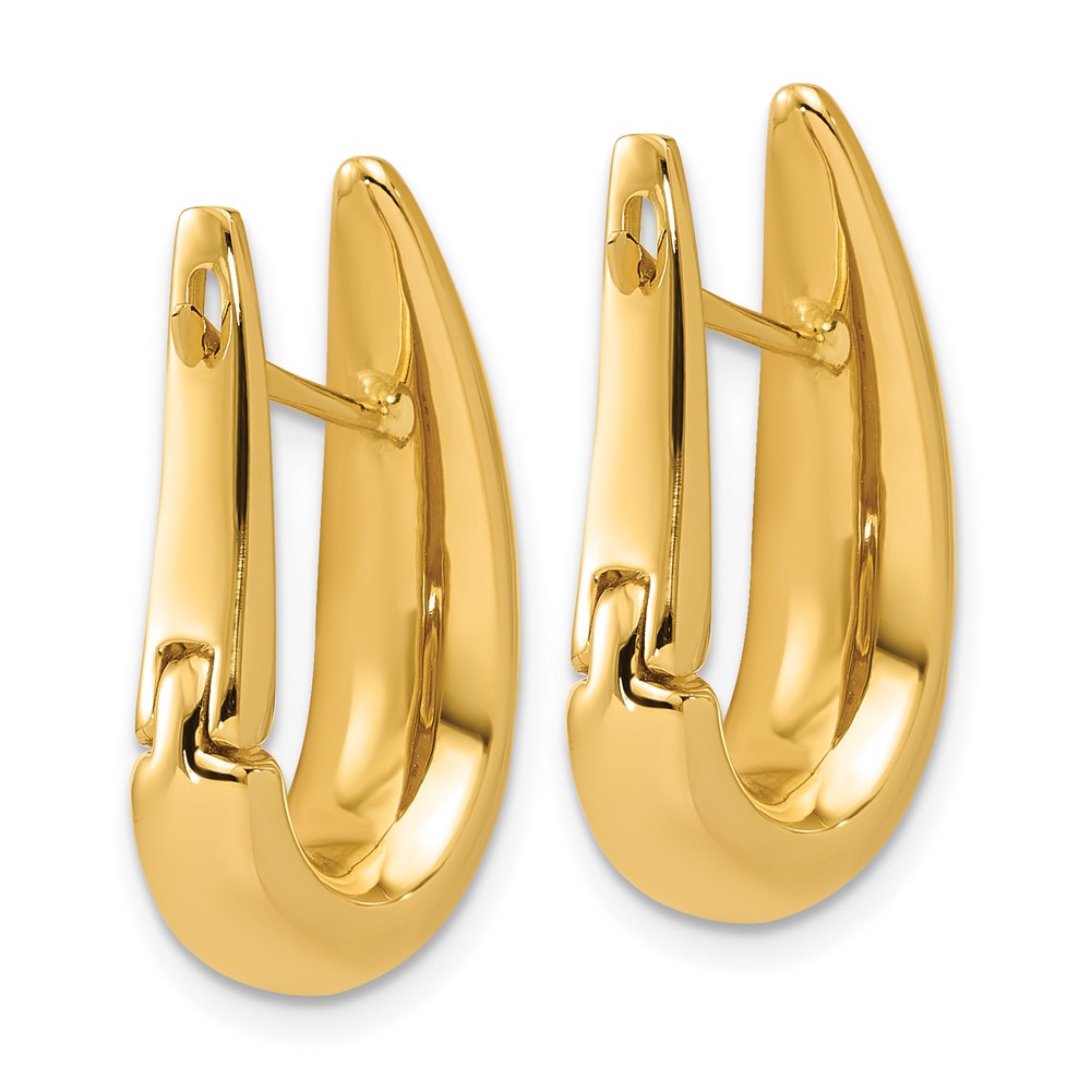 14K Yellow Gold Polished Fancy Tapered Teardrop Hinged Hoop Earrings