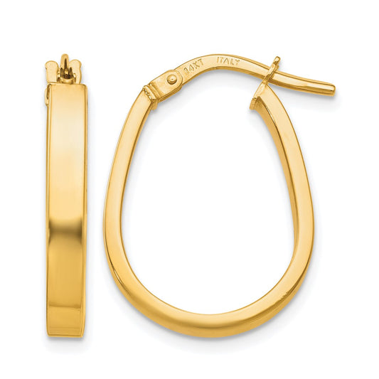 14K Yellow Gold Polished U Shape Hoop Earrings