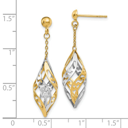 14K Two-Tone Polished Post Dangle Earrings
