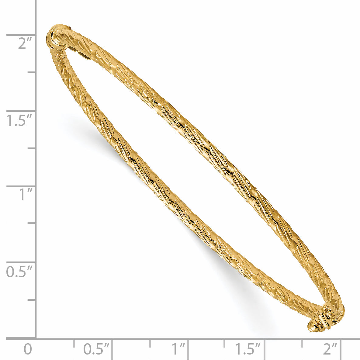 14K Yellow Gold Polished And Textured Hinged Bangle