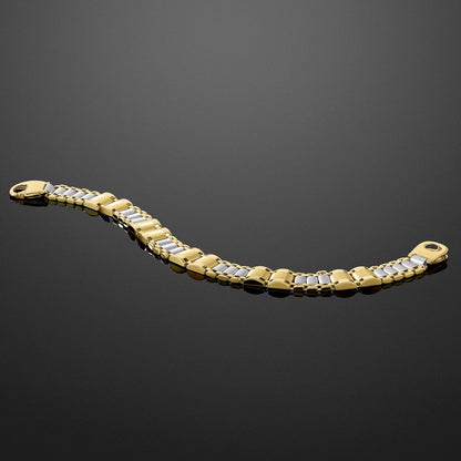 8.5 Inch 14K Two-Tone Polished And Brushed Fancy Link Men'S Bracelet