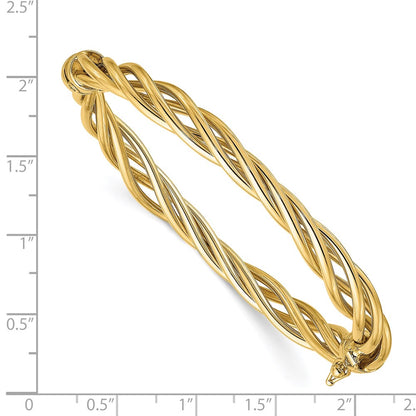 14K Yellow Gold Polished Twisted Hinged Bangle