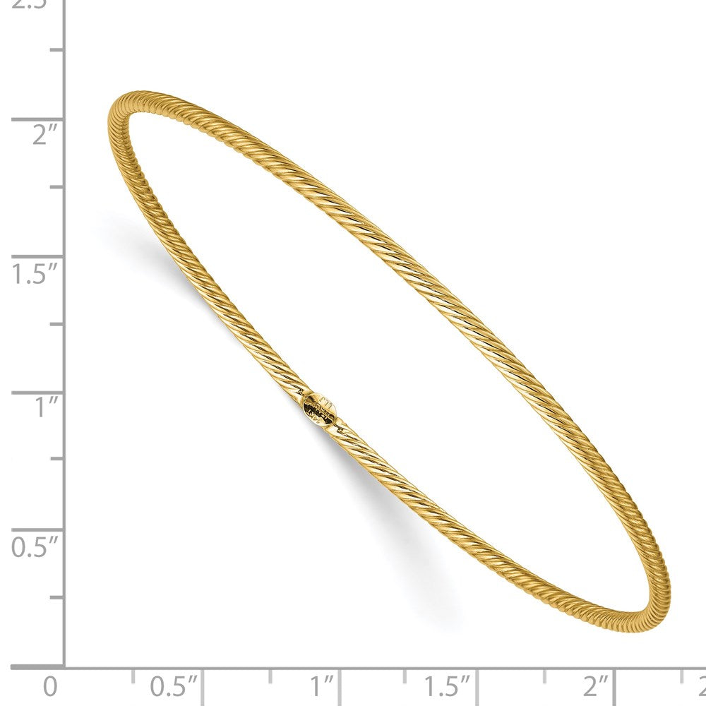 14K Yellow Gold Polished Textured Slip On Bangle
