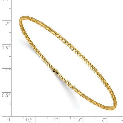 14K Yellow Gold Polished Textured Slip On Bangle