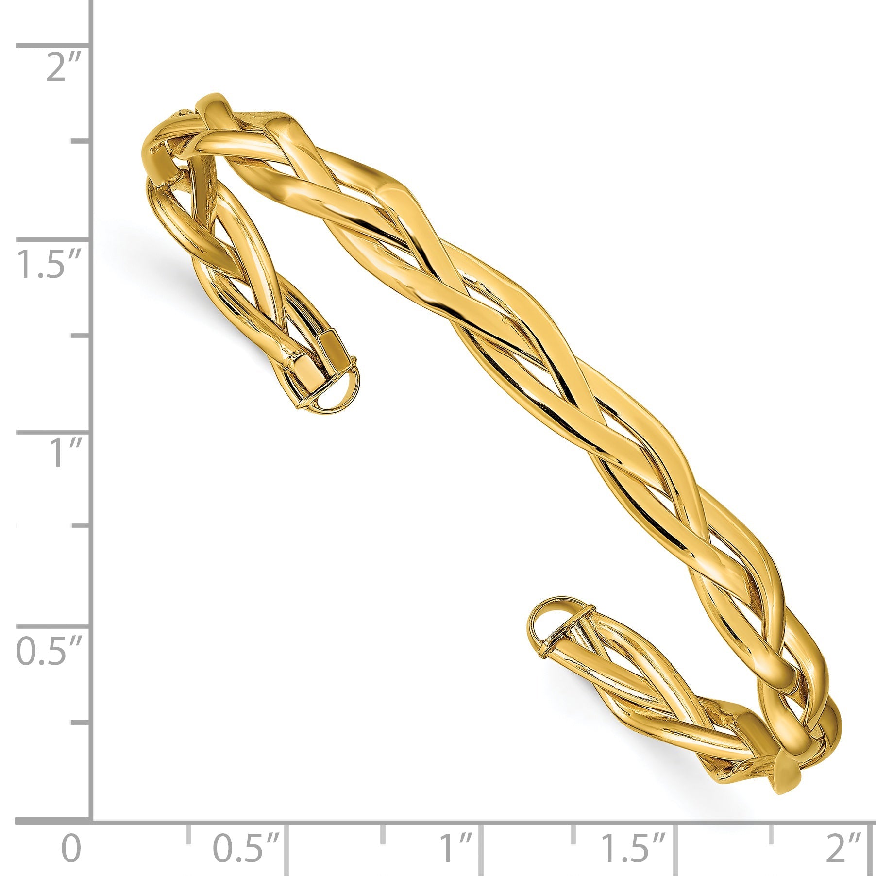 14K Yellow Gold Polished Braided Cuff Bangle