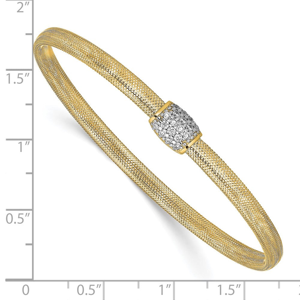 14K Yellow Gold Cz Polished Stretch Bangle