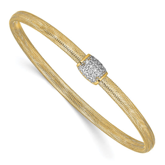 14K Yellow Gold Cz Polished Stretch Bangle