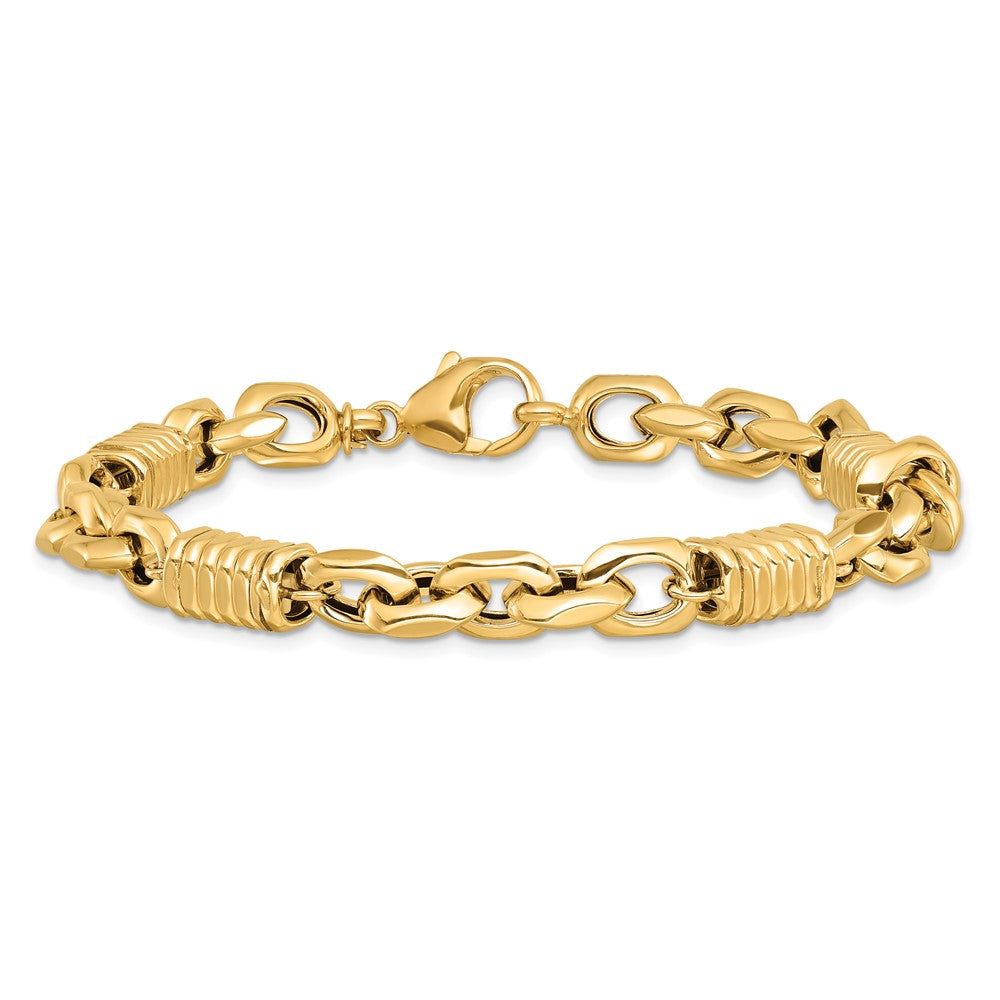 14K Yellow Gold Men'S Polished Fancy Link Bracelet