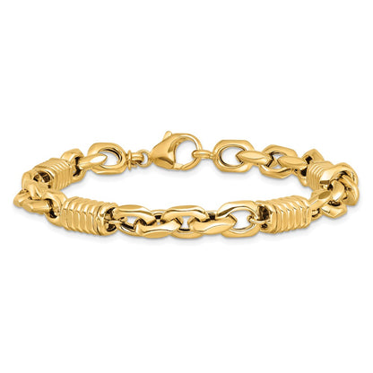 14K Yellow Gold Men'S Polished Fancy Link Bracelet