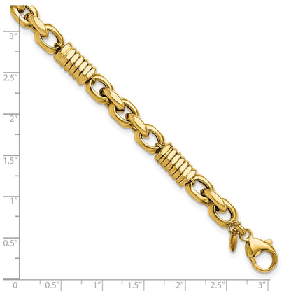 14K Yellow Gold Men'S Polished Fancy Link Bracelet