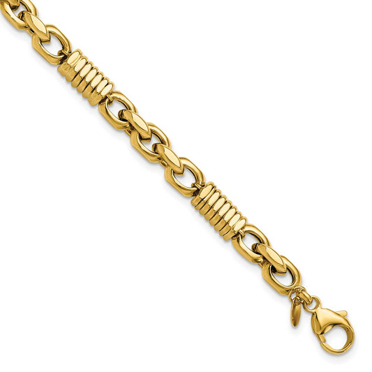 14K Yellow Gold Men'S Polished Fancy Link Bracelet