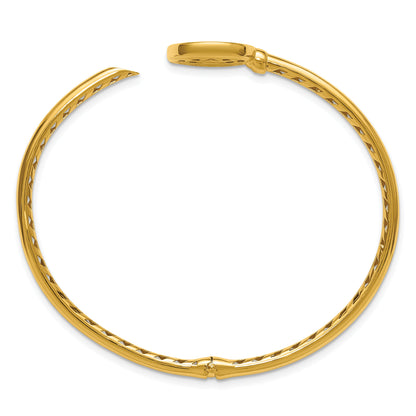 14K Yellow Gold Polished And Matte Coin Hinged Bangle