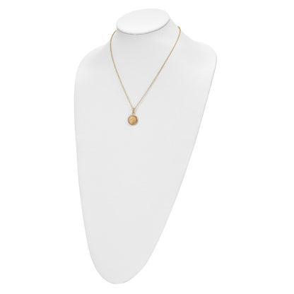 14K Yellow Gold Polished And Matte Coin Necklace