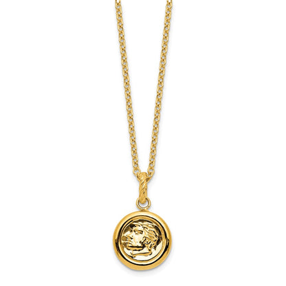 14K Yellow Gold Polished And Matte Coin Necklace