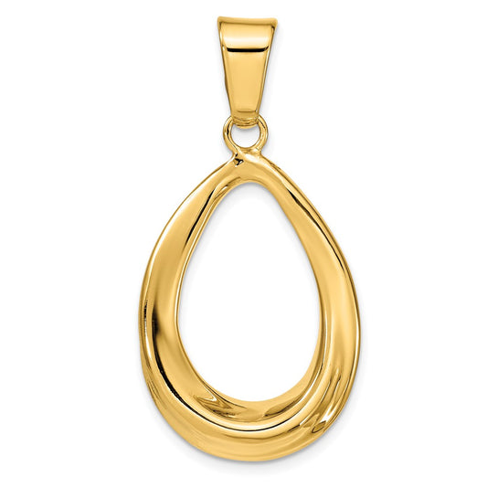 14K Yellow Gold Polished Open Teardrop Pendant