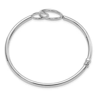 14K White Gold Polished Double Circled Hinged Bangle