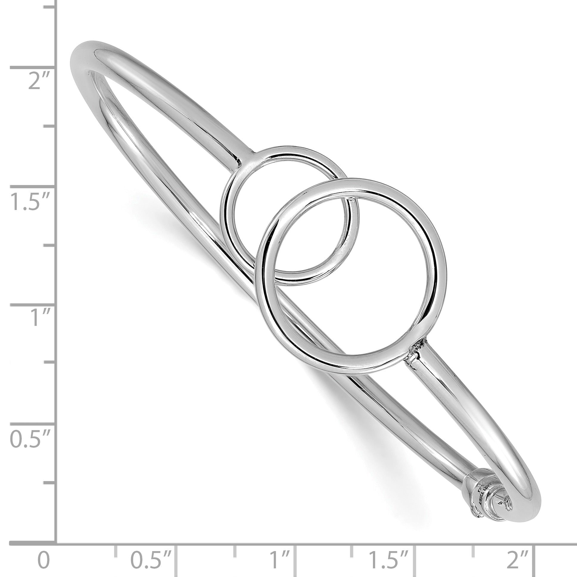 14K White Gold Polished Double Circled Hinged Bangle