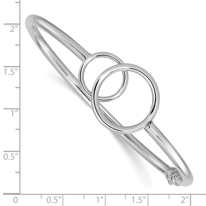 14K White Gold Polished Double Circled Hinged Bangle