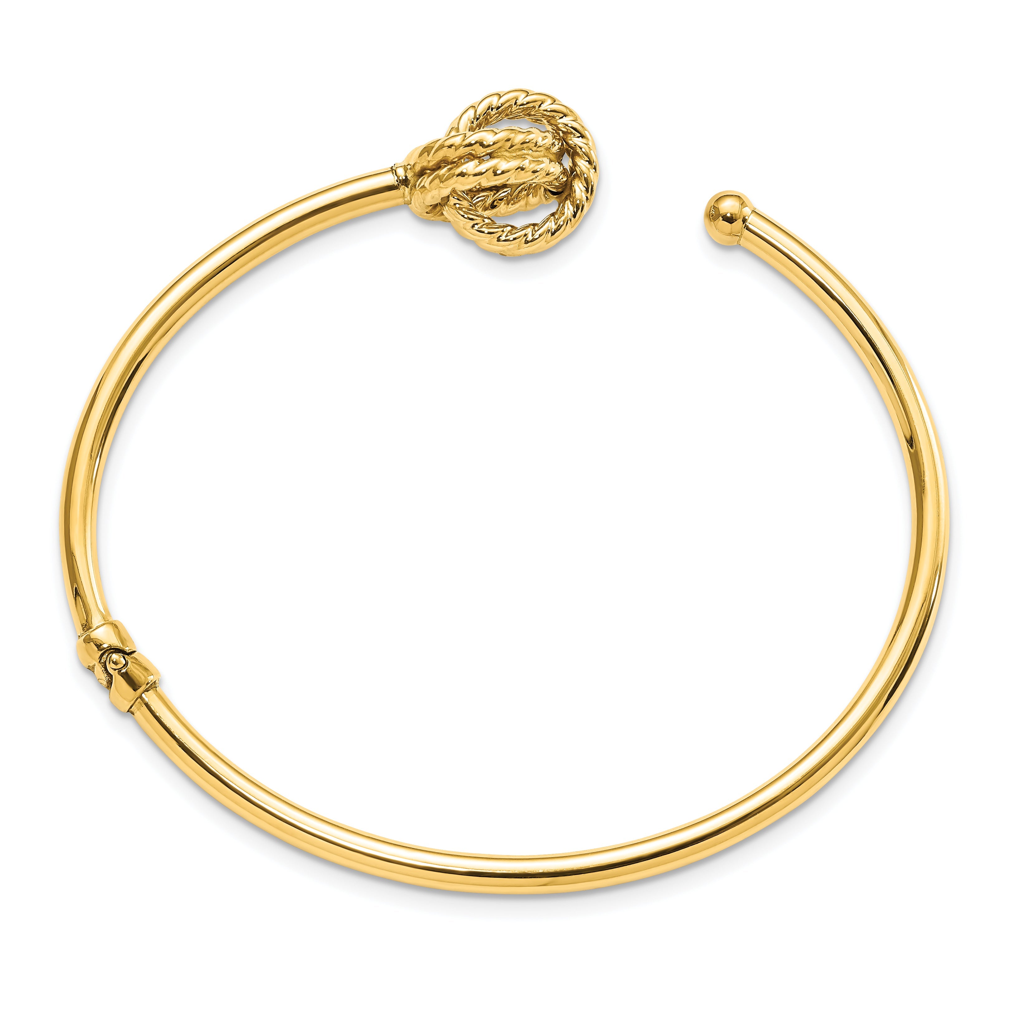 14K Yellow Gold Polished Love Knot Hinged Bangle