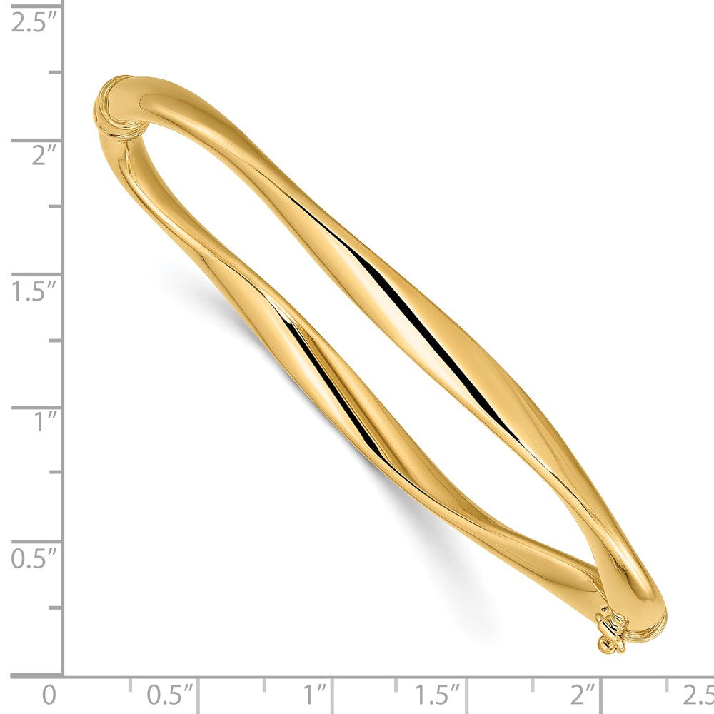 14K Yellow Gold Polished Twisted Hinged Bangle