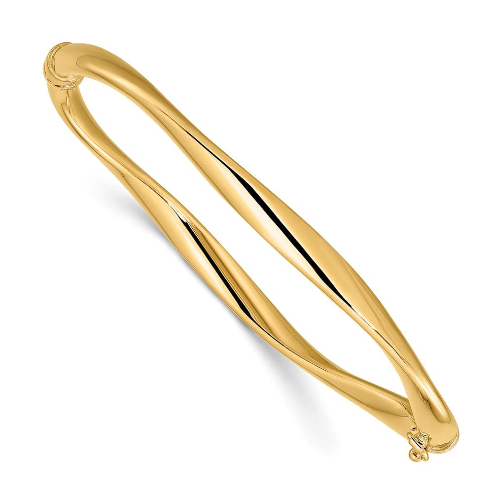 14K Yellow Gold Polished Twisted Hinged Bangle
